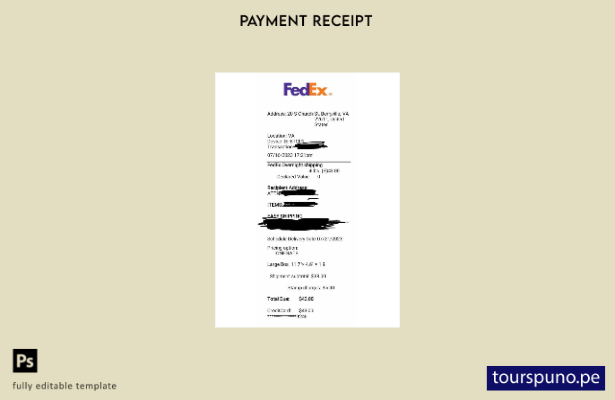 listo para imprimir la plantilla de recibo de corporación Fedex